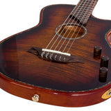hollow body electric nylon guitar, spruce top, mahogany body, amara ebony fb, 3ts + hard shell case