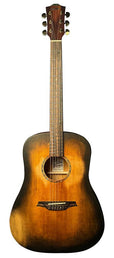 dreadnought guitar all solid tonewoods, amara ebony fb, historic sunburst, and heavy duty bag