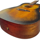 dreadnought guitar all solid tonewoods, amara ebony fb, historic sunburst, and heavy duty bag