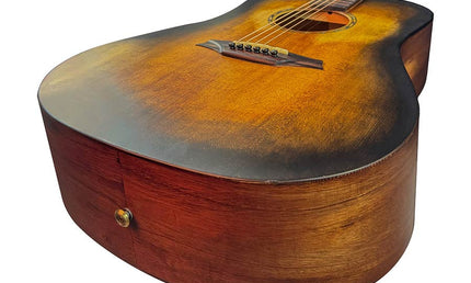 dreadnought guitar all solid tonewoods, amara ebony fb, historic sunburst, and heavy duty bag