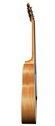 mini jumbo acoustic guitar, solid spruce top, amara ebony fb, natural, sponge padded bag