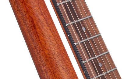 mini jumbo acoustic guitar, solid spruce top, amara ebony fb, natural, sponge padded bag