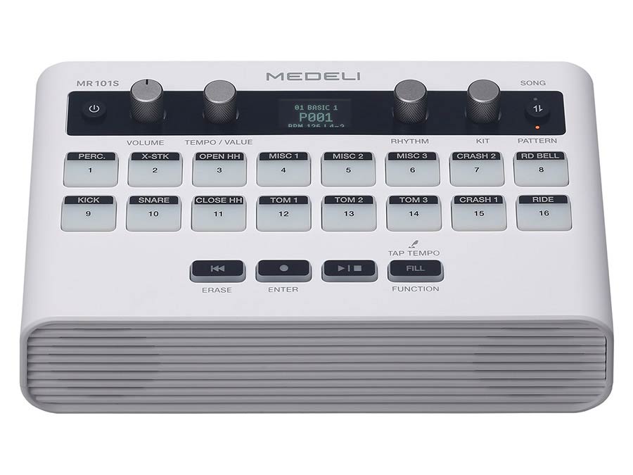 Medeli - MR101S - Rhythm Machine, 16 Touch Sensitive Pads, OLED Display, USB-C or battery powered