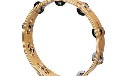 tambourine, no drum head, wood, 10", 9 zils