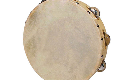 tambourine, rawhide skin, wood, 10", 9 zils