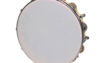 tambourine, plastic drum head, 10", 9 zils, wood, tunable