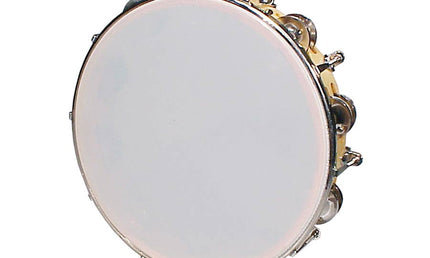 tambourine, plastic drum head, 10", 18 zils, wood, tunable