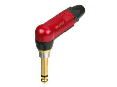 jack plug, 6,3 mm, 2-polig, haaks, silent, gouden contacten