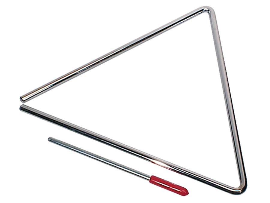 triangle, chrome plated, with beater, diameter: 8 mm., 8"