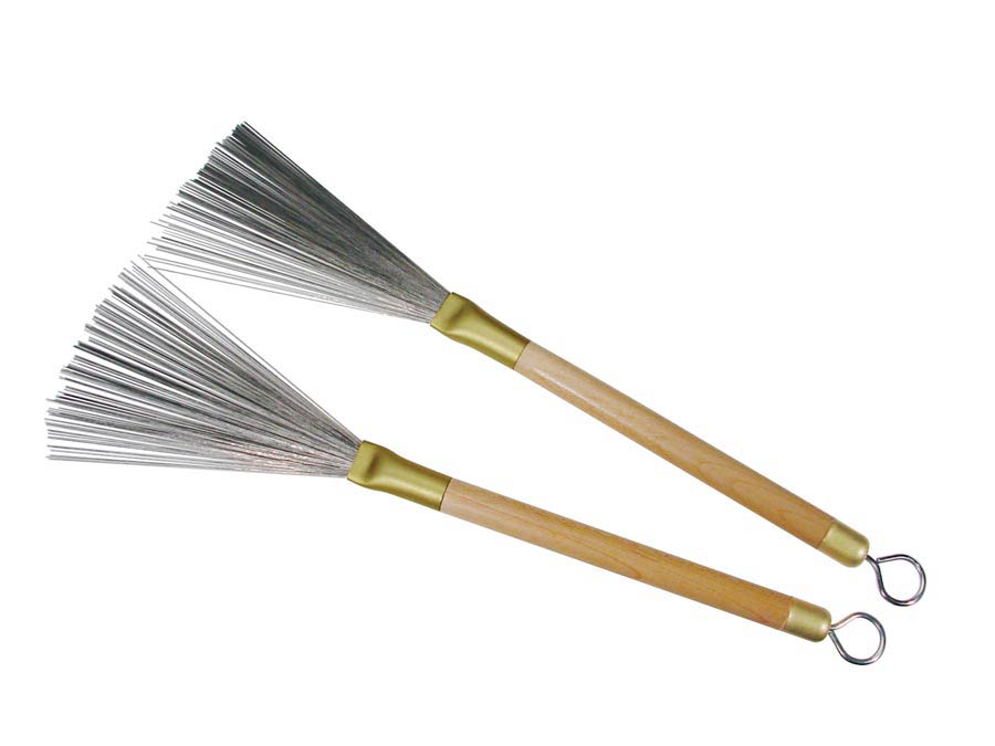 brushes, metal bristles, retractable, wooden handles