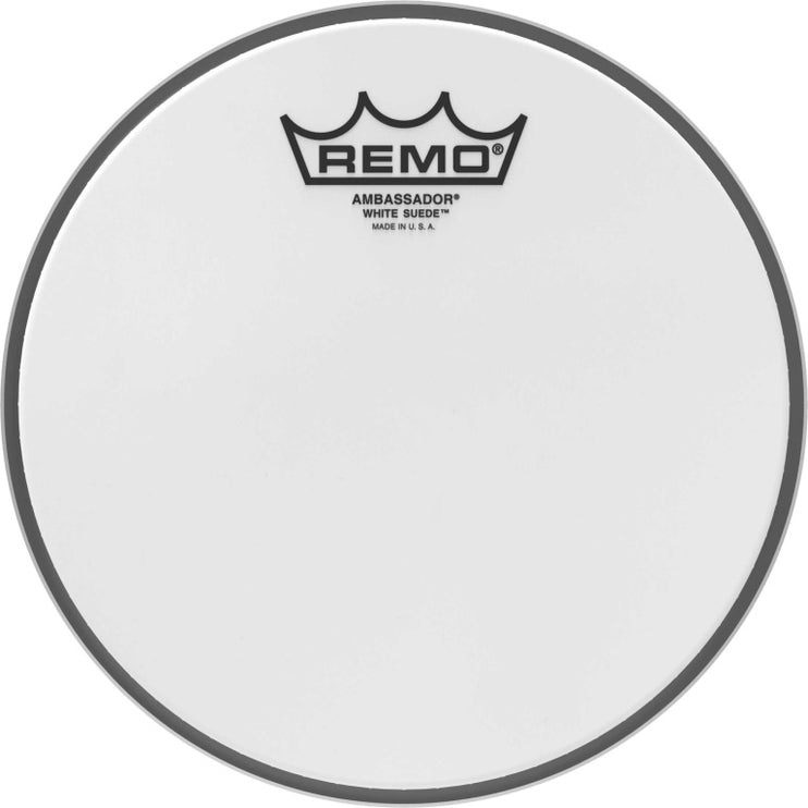 Remo - BA-0808-WS - 08" White Suede Ambassador Tom Head