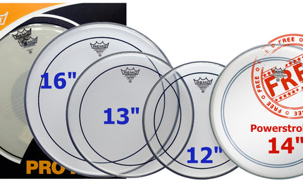 Remo - PP-0312-PS - ProPack (12", 13", 16" Pinstripe Clear + FREE 14" P3-0114-BP)