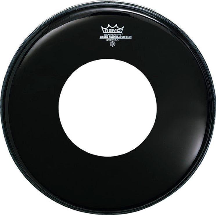 Remo - ES-1022-CH - 22" Ebony Ambassador Bass Drum Head with Hole
