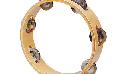 tambourine, no drum head, wood, 8", 6 zils