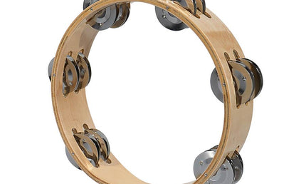 tambourine, no drum head, wood, 8", 12 zils