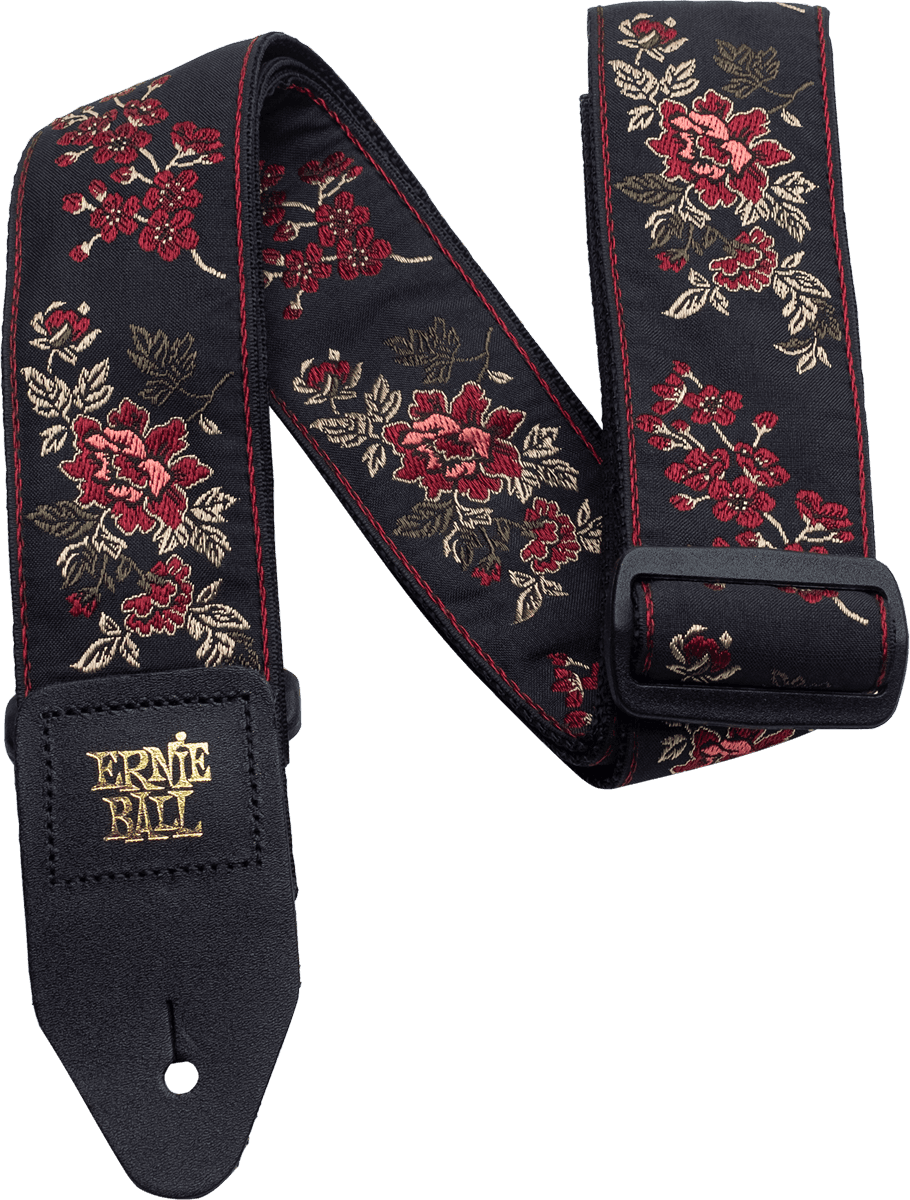 Ernie Ball Jacquard Gitaarriem Rood – Red Rose