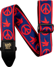 Ernie Ball Jacquard Gitaarriem Rood, Blauw