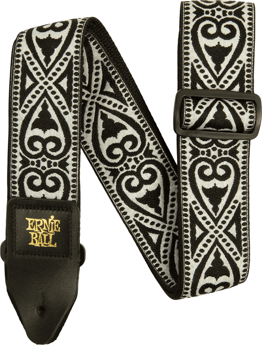 Ernie Ball Jacquard Gitaarriem Zwart – Black Heart