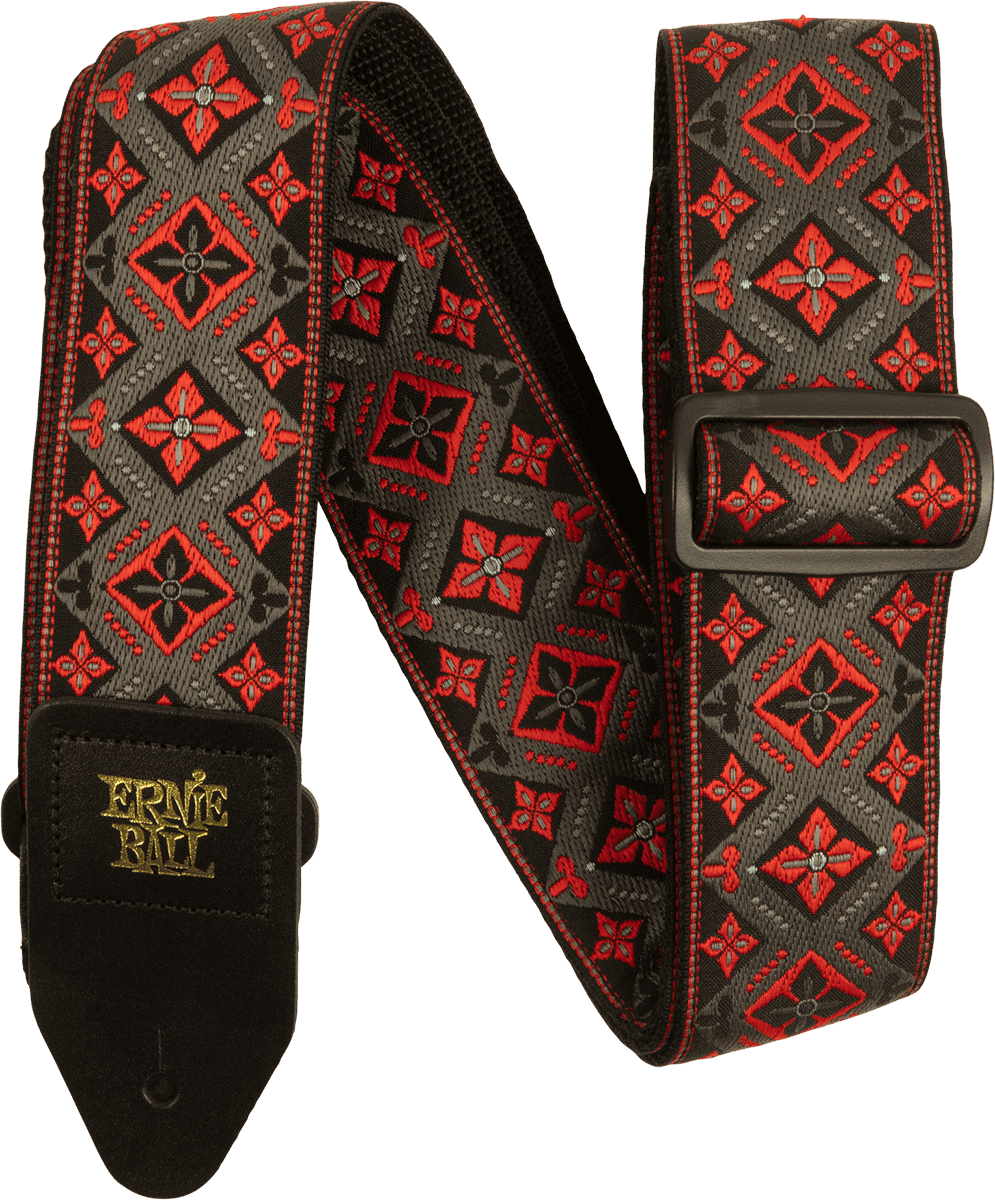 Ernie Ball Jacquard Gitaarriem Rood – Red King