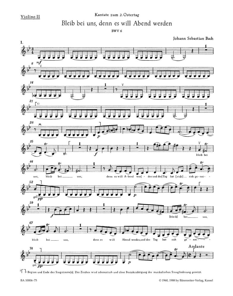 Bach: Kantate BWV6  Bleib Bei Uns, Denn Es Will Abend Werden (Viool 2)