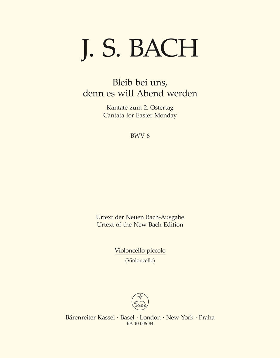 Bach: Kantate BWV6  Bleib Bei Uns, Denn Es Will Abend Werden (Cello) afbeelding 2