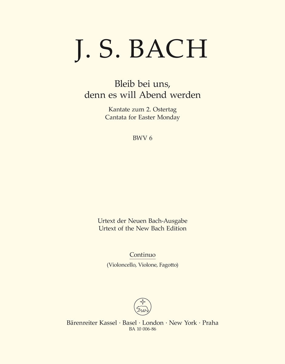 Bach: Kantate BWV6  Bleib Bei Uns, Denn Es Will Abend Werden (Kontrabas (Fagot/Basso-continuo) afbeelding 2