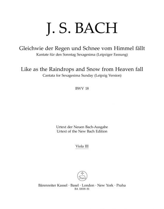 Bach: Kantate BWV 18  Gleichwie der Regen und Schnee vom Himmel fällt  (Altviool 3)