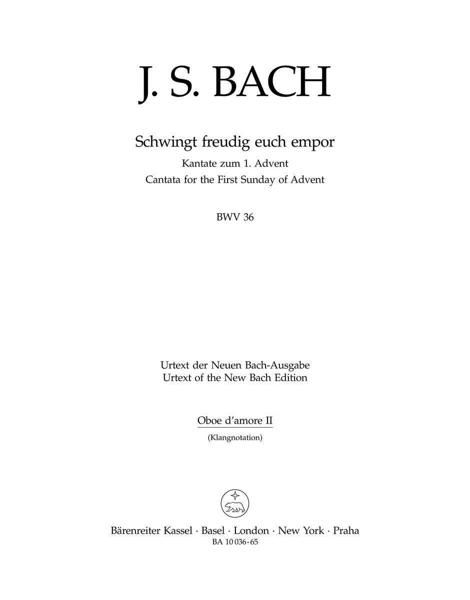 Bach: Kantate BWV 36  Schwingt freudig euch empor (Hobo) afbeelding 2