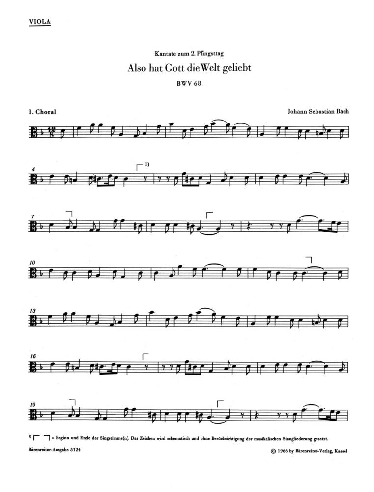 Bach: Kantate BWV 68  Also hat Gott die Welt geliebt (Altviool)