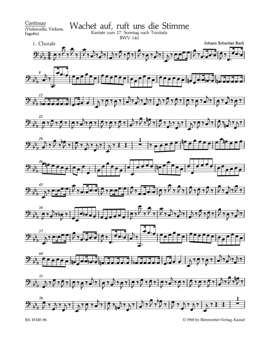 Bach: Kantate BWV 140 Wachet auf, ruft uns die Stimme (Cello/Kontrabas/Basso-Continuo) afbeelding 2