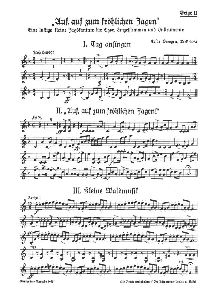 Cesar Bresgen: Auf, auf, zum frohlichen Jagen(Lustige kleine Jagdkantate) (SATB)