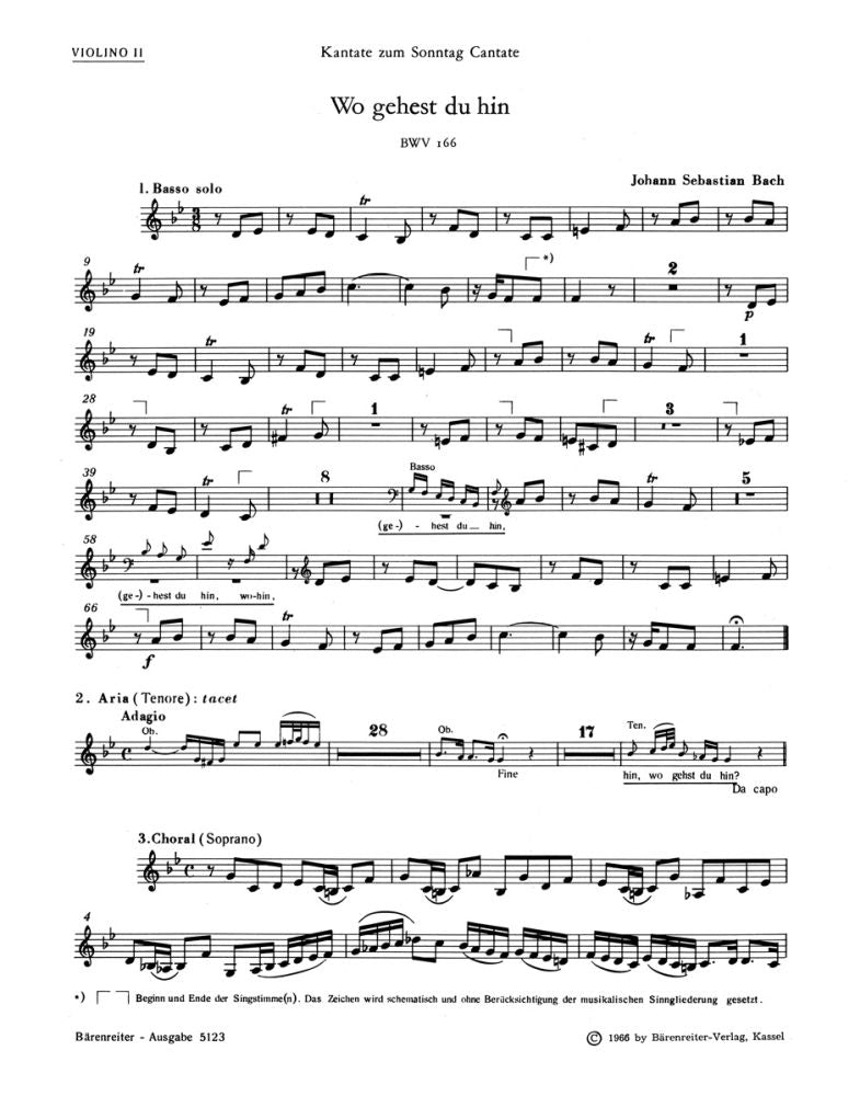 Bach: Kantate BWV 166  Wo gehest du hin? (Viool 2)
