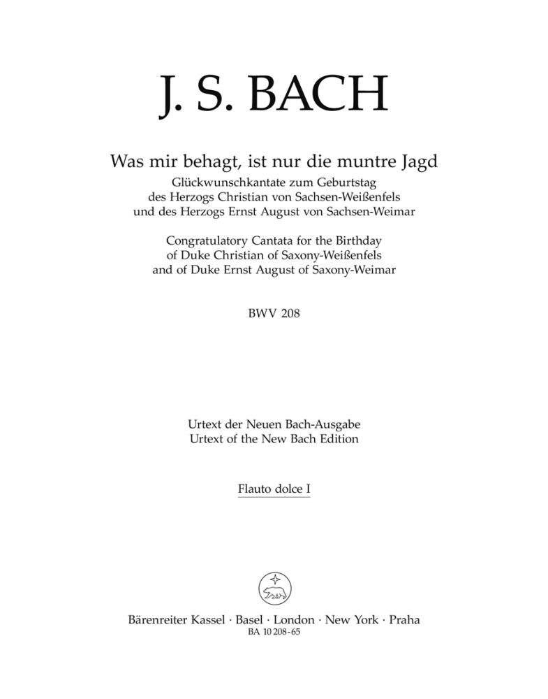 Bach: Kantate BWV 208  Was mir behagt, ist nur die muntre Jagd! (Hunting Cantata)  (Set)