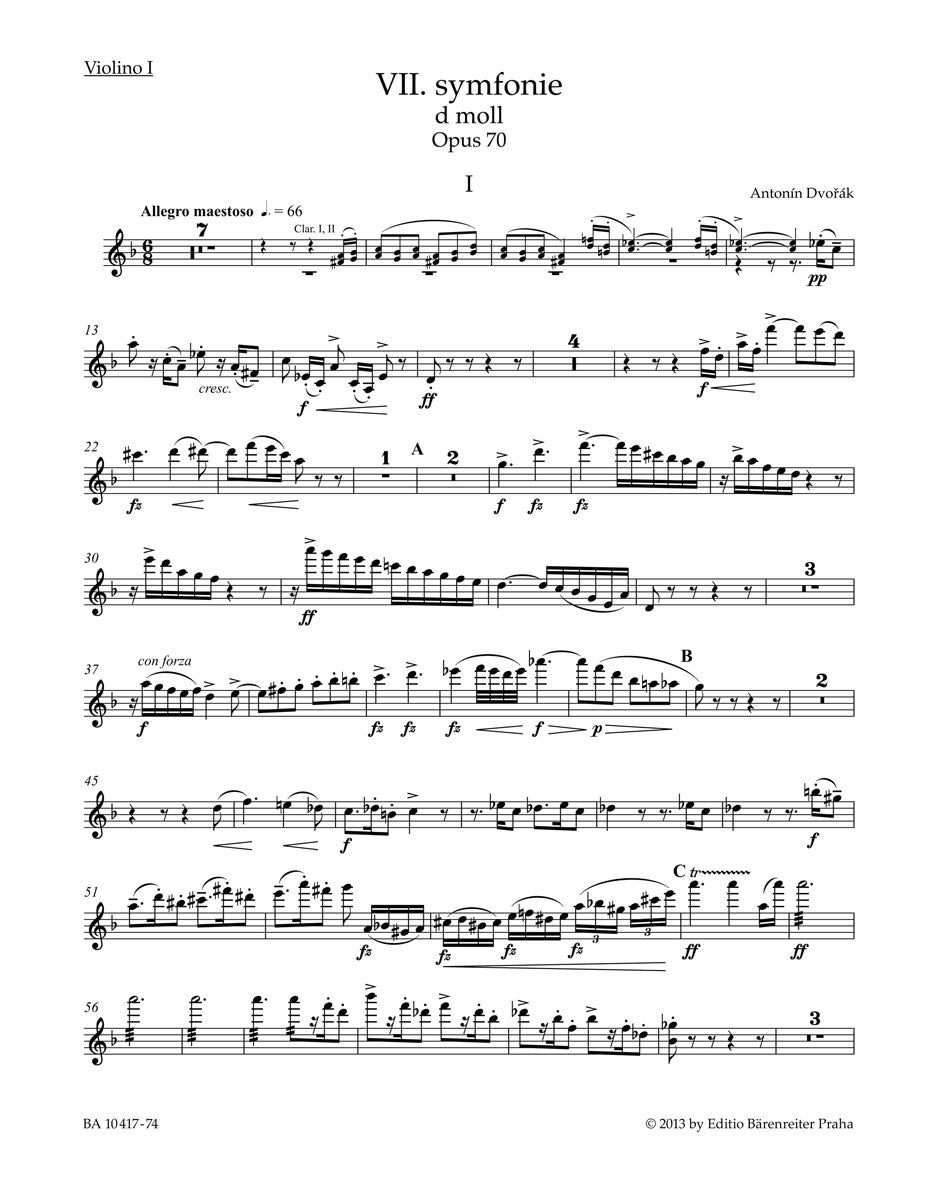 Dvorak: Symphony No. 7 D Minor Op. 70 (Viool 1) afbeelding 2