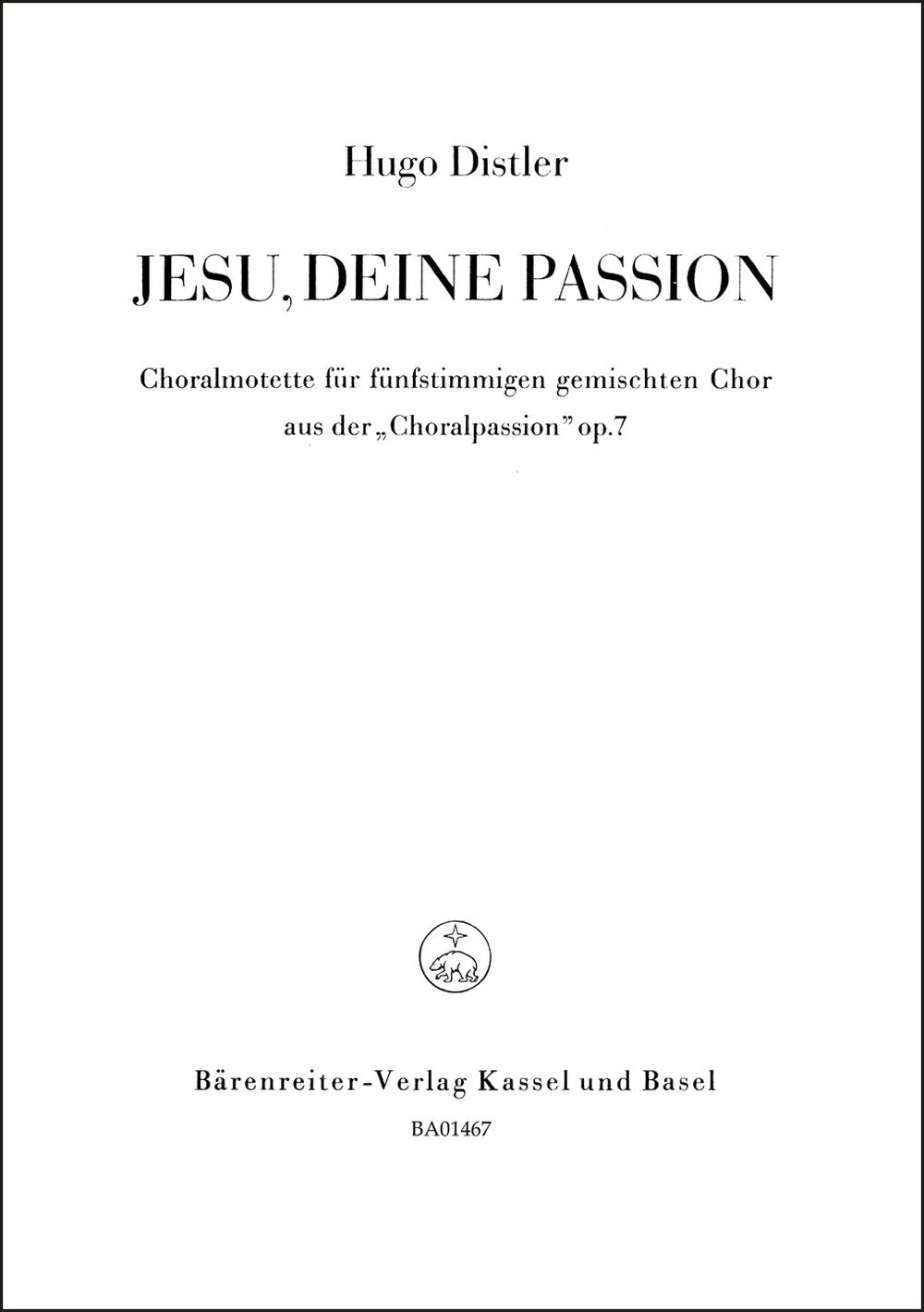 Jesu, deine Passion (1933)