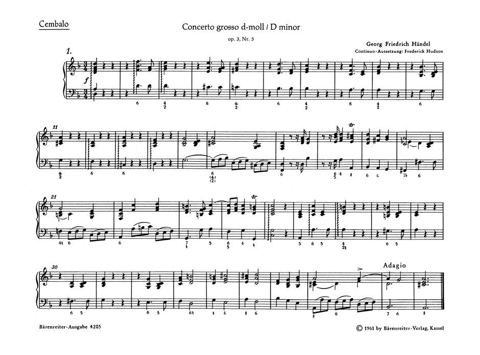 Handel: Concerto grosso D minor op. 3/5 HWV 316 (Klavecimbel)