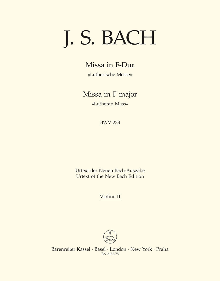 Bach: Mass in F major BWV 233 Lutheran Mass 1 (Viool 2)