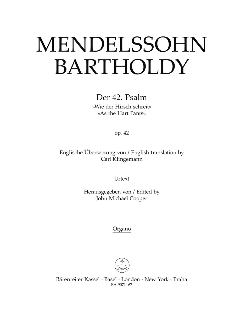 Mendelssohn: Der 42. Psalm Wie der Hirsch schreit (Orgel)