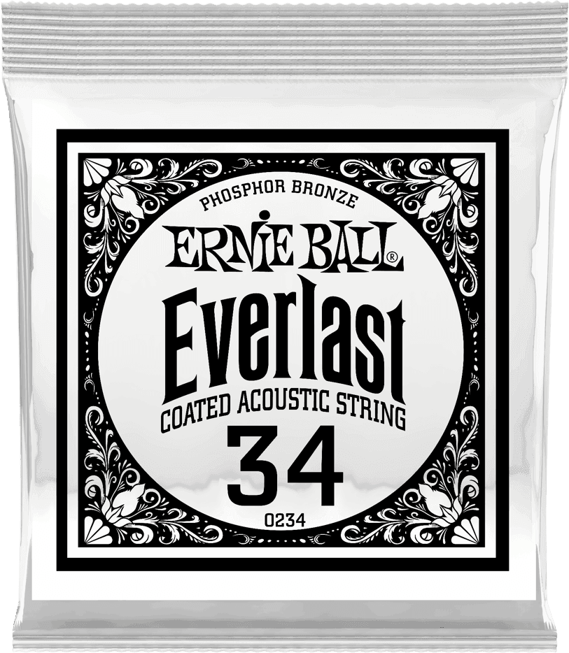 Ernie Ball Everlast Coated Phosphor Bronze Akoestische Gitaarsnaar Roundwound 034 6-pack