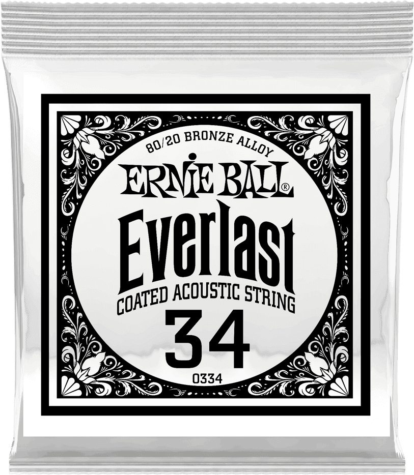 Ernie Ball Everlast Coated 80/20 Akoestische Gitaarsnaar Roundwound 034 6-pack