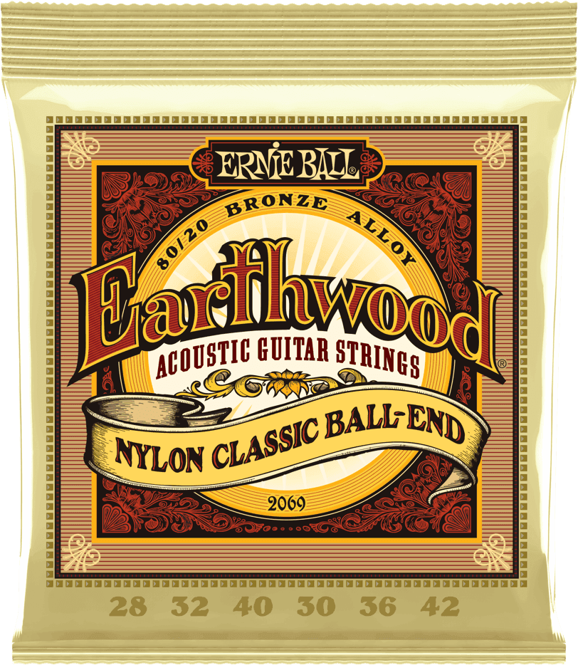 Ernie Ball Earthwood 80/20 Bronze Akoestische Gitaarsnaren Folk Nylon Ball-end 28-42