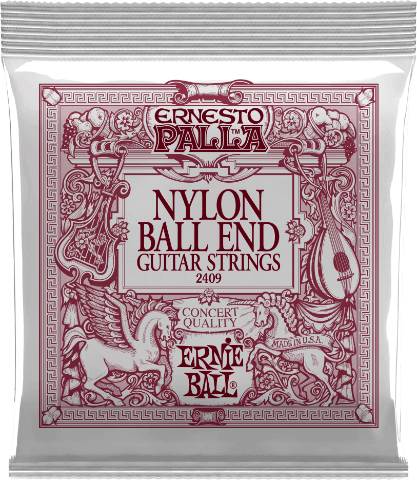 Ernie Ball Ernesto Palla Nylon Klassieke Gitaarsnaren – Zwart nylon-gold plated steel ball-end