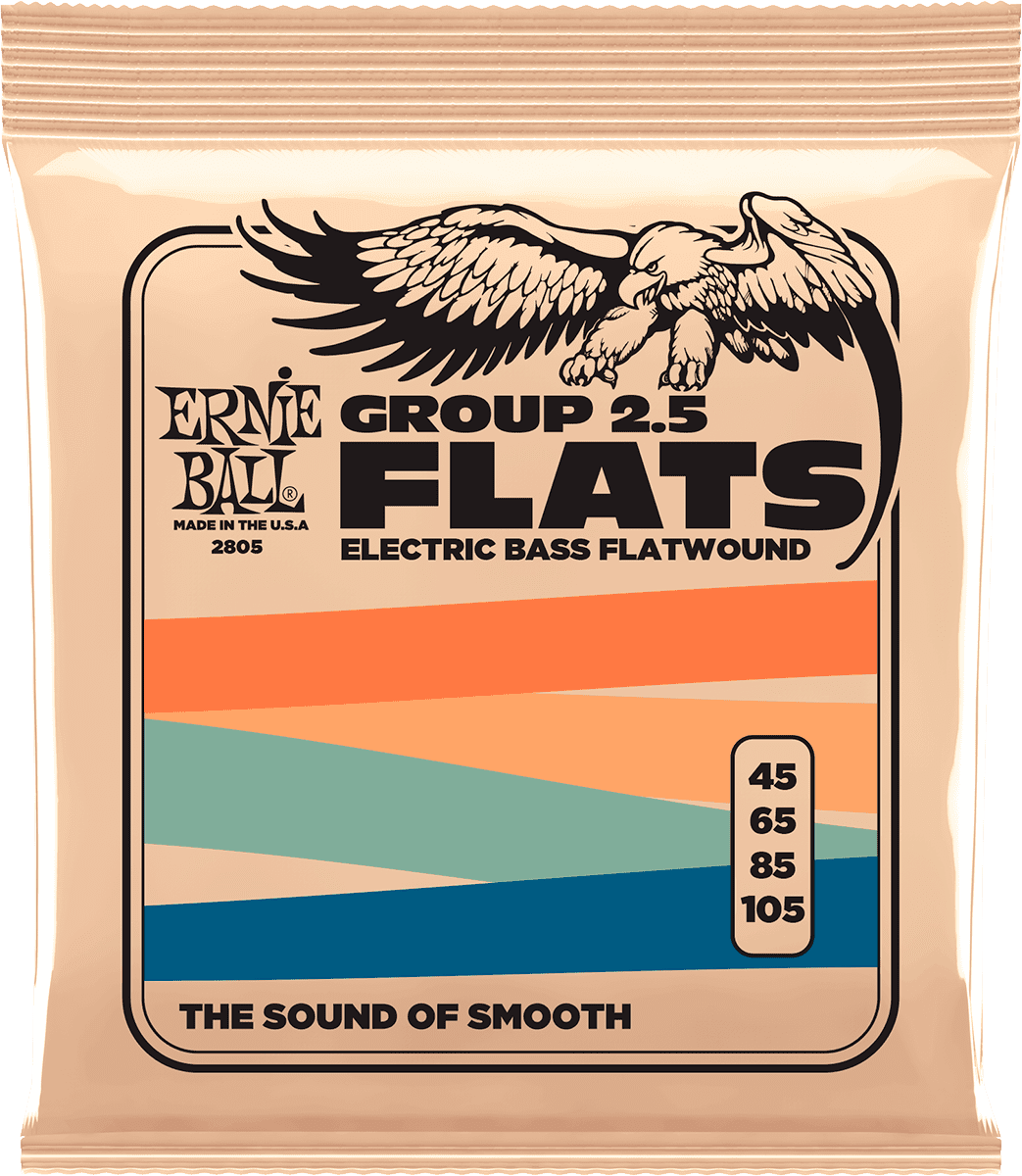 Ernie Ball Slinky Flats Bass Basgitaarsnaren Flatwound Basse Long Scale 45-105