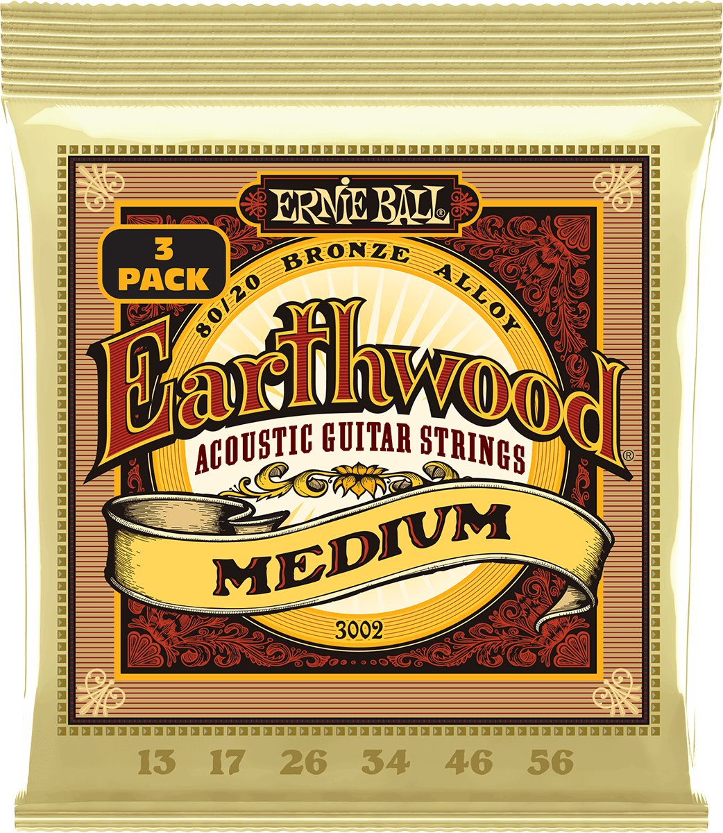 Ernie Ball Earthwood 80/20 Bronze Akoestische Gitaarsnaren Medium 13-56 3-pack
