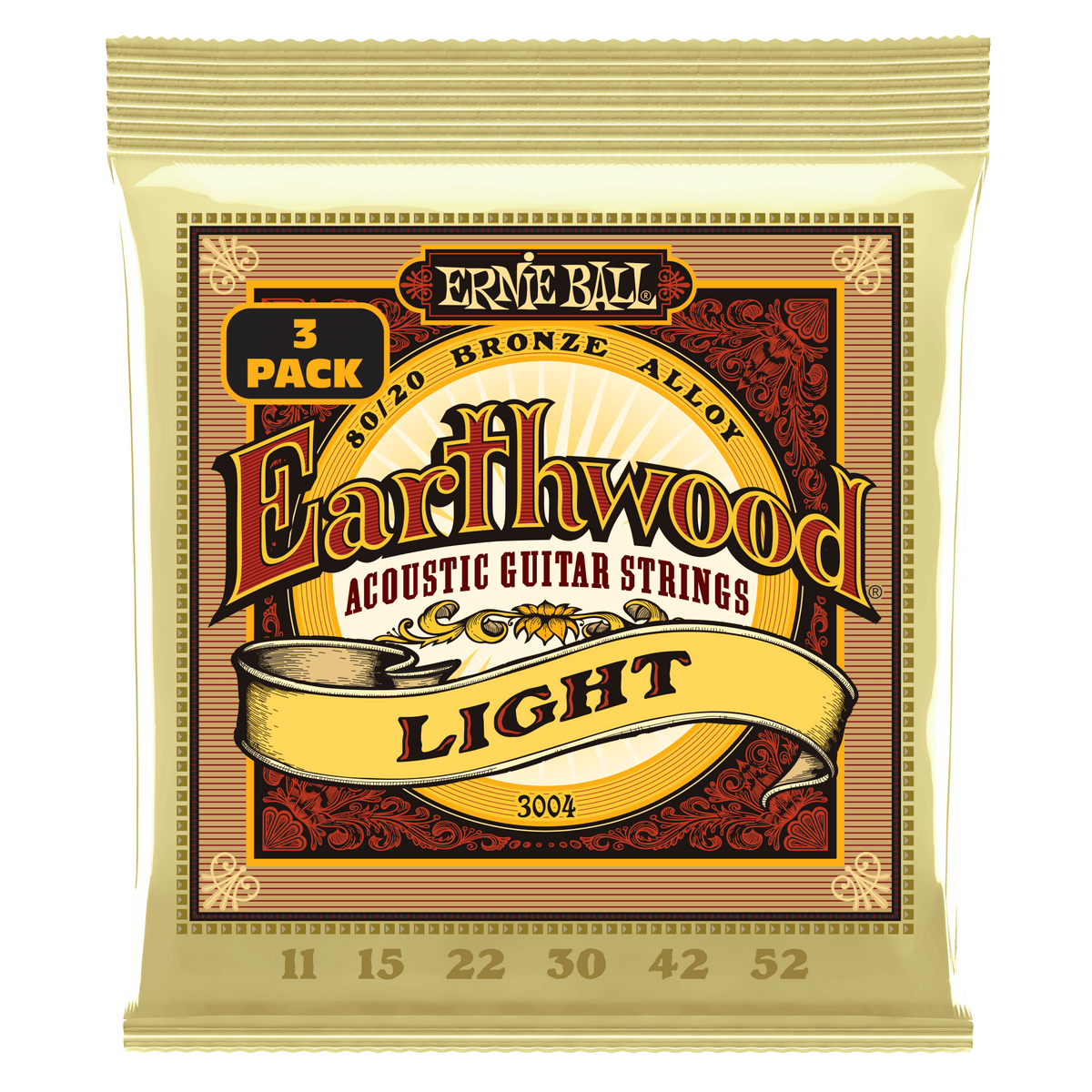 Ernie Ball Earthwood 80/20 Bronze Akoestische Gitaarsnaren Light 11-42 3-pack