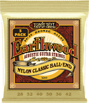Ernie Ball Earthwood 80/20 Bronze Akoestische Gitaarsnaren Folk Nylon Ball-end 3-pack