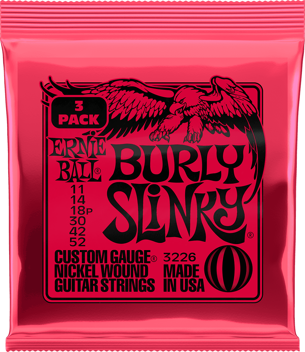 Ernie Ball Slinky Nickel Wound Elektrische Gitaarsnaren Burly Slinky 11-52 3-pack