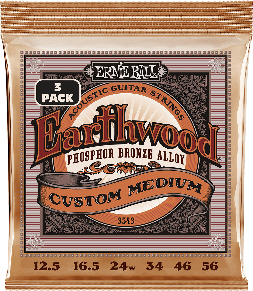 Ernie Ball Earthwood Phosphor Akoestische Gitaarsnaren Custom Medium 12.5-56 3-pack