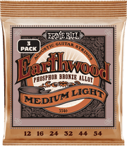 Ernie Ball Earthwood Phosphor Akoestische Gitaarsnaren Medium Light 12-54 3-pack