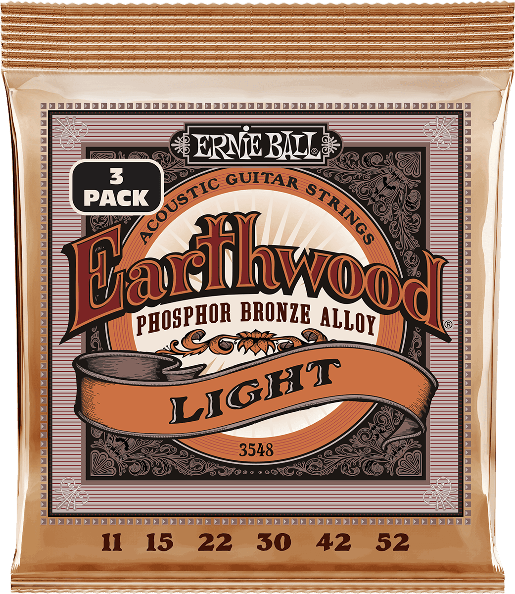 Ernie Ball Earthwood Phosphor Akoestische Gitaarsnaren Light 11-52 3-pack